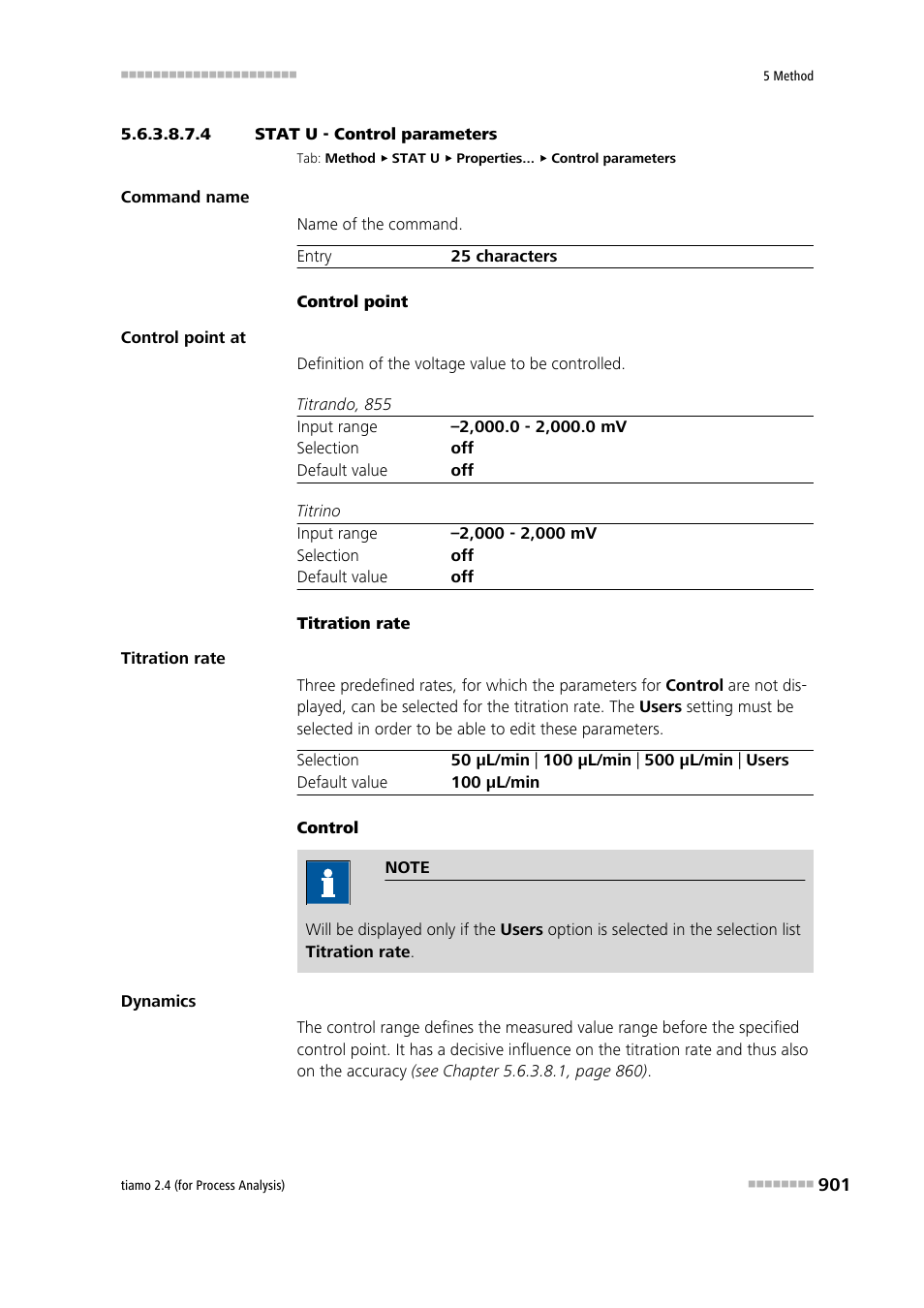 4 stat u - control parameters, Control parameters | Metrohm tiamo 2.4 (process analysis) User Manual | Page 917 / 1809