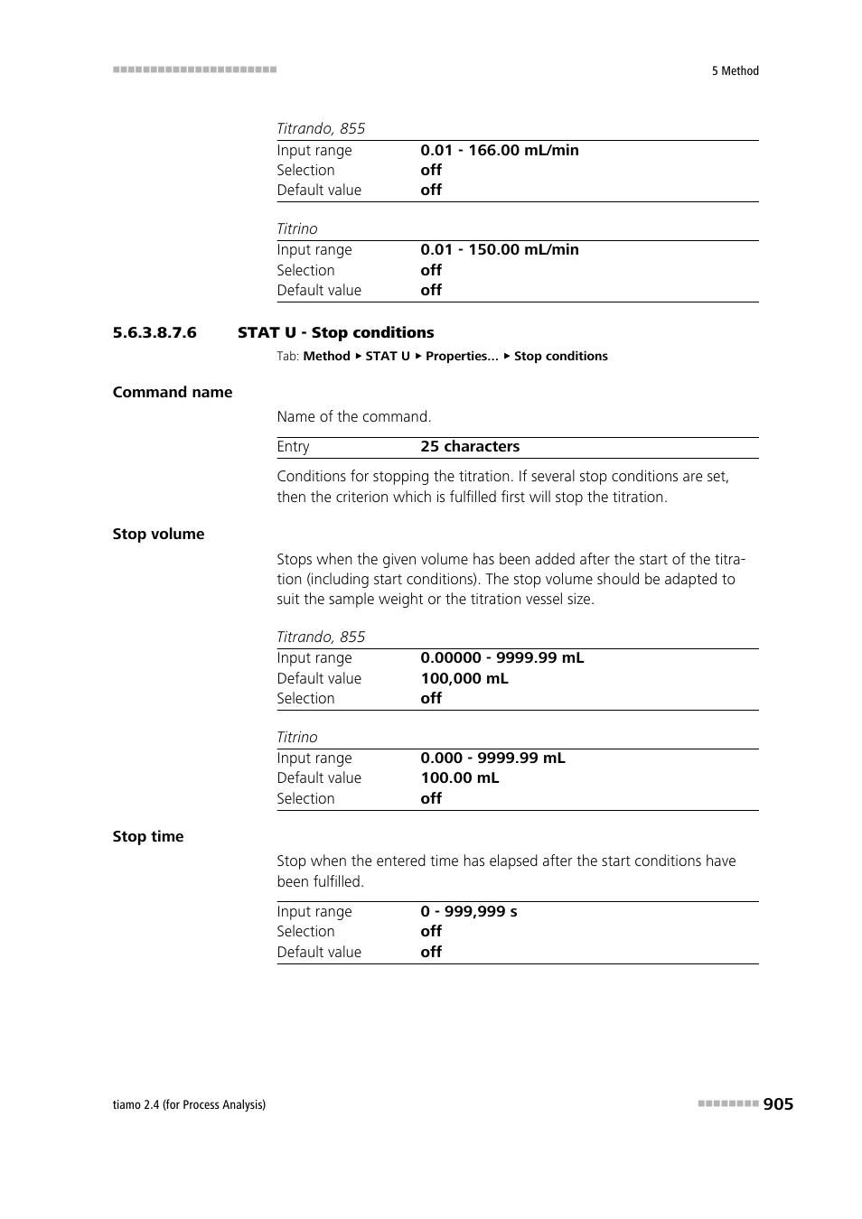 6 stat u - stop conditions, Stop conditions | Metrohm tiamo 2.4 (process analysis) User Manual | Page 921 / 1809