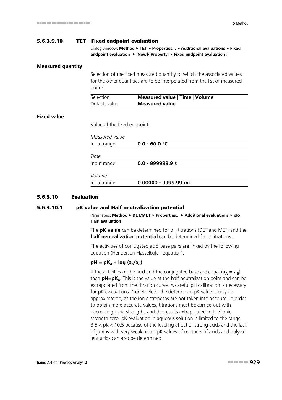 10 tet - fixed endpoint evaluation, 10 evaluation, 1 pk value and half neutralization potential | Metrohm tiamo 2.4 (process analysis) User Manual | Page 945 / 1809