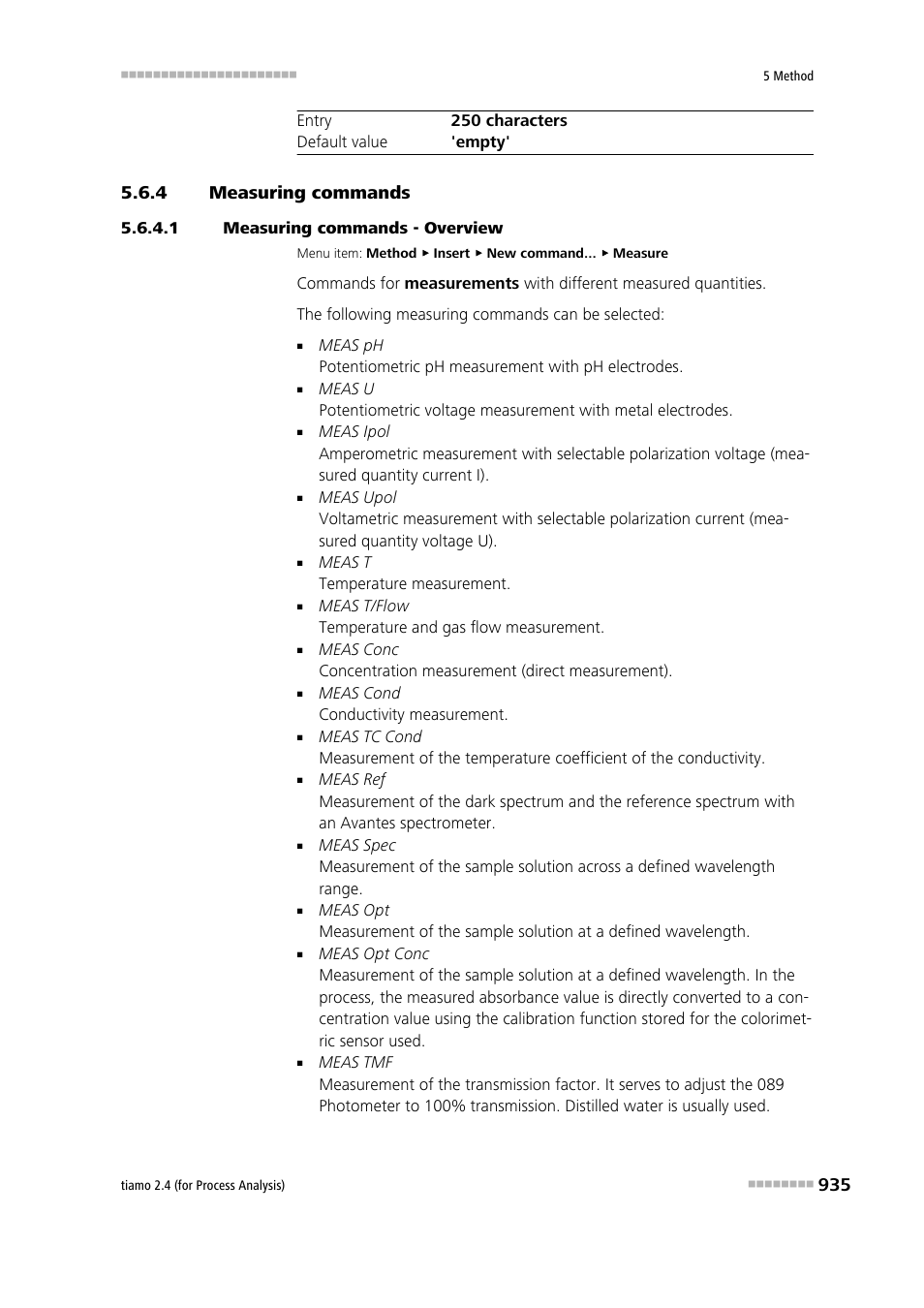 4 measuring commands, 1 measuring commands - overview, Measuring commands | Meas , stdadd, Meas | Metrohm tiamo 2.4 (process analysis) User Manual | Page 951 / 1809