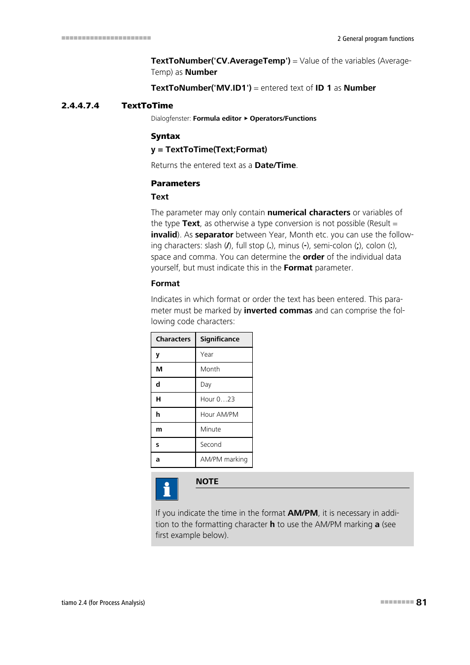 4 texttotime, Texttotime | Metrohm tiamo 2.4 (process analysis) User Manual | Page 97 / 1809