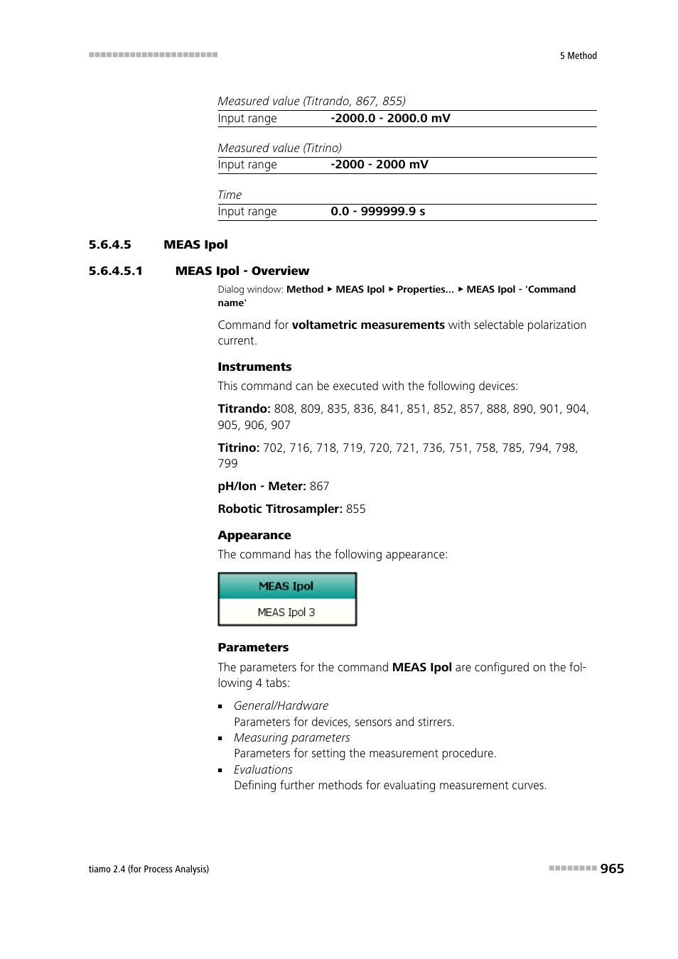 5 meas ipol, 1 meas ipol - overview, Meas ipol | Metrohm tiamo 2.4 (process analysis) User Manual | Page 981 / 1809