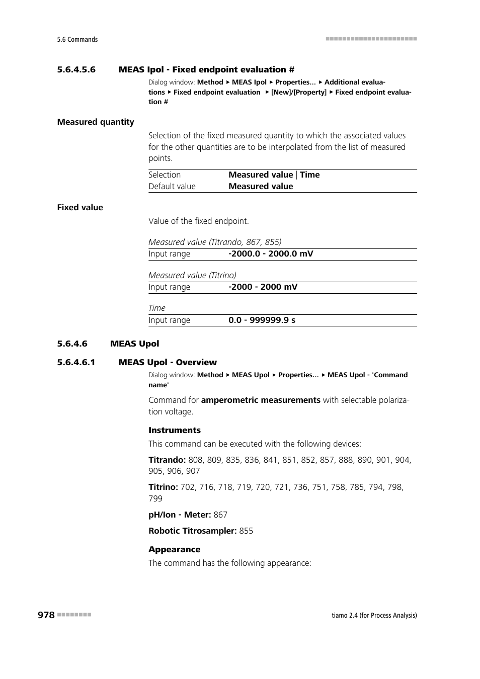 6 meas ipol - fixed endpoint evaluation, 6 meas upol, 1 meas upol - overview | Meas upol | Metrohm tiamo 2.4 (process analysis) User Manual | Page 994 / 1809