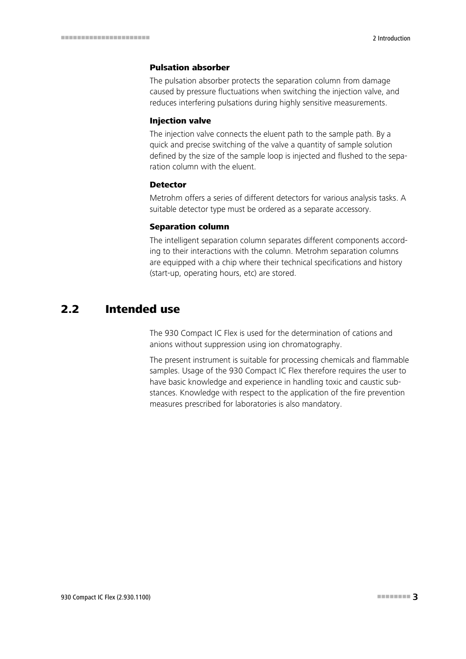 2 intended use, Intended use | Metrohm 930 Compact IC Flex User Manual | Page 11 / 39