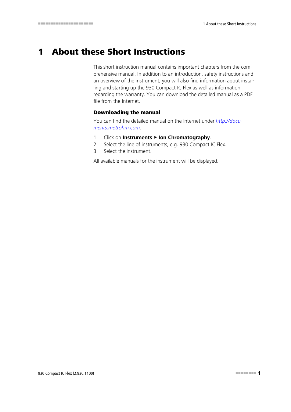 1 about these short instructions | Metrohm 930 Compact IC Flex User Manual | Page 9 / 39