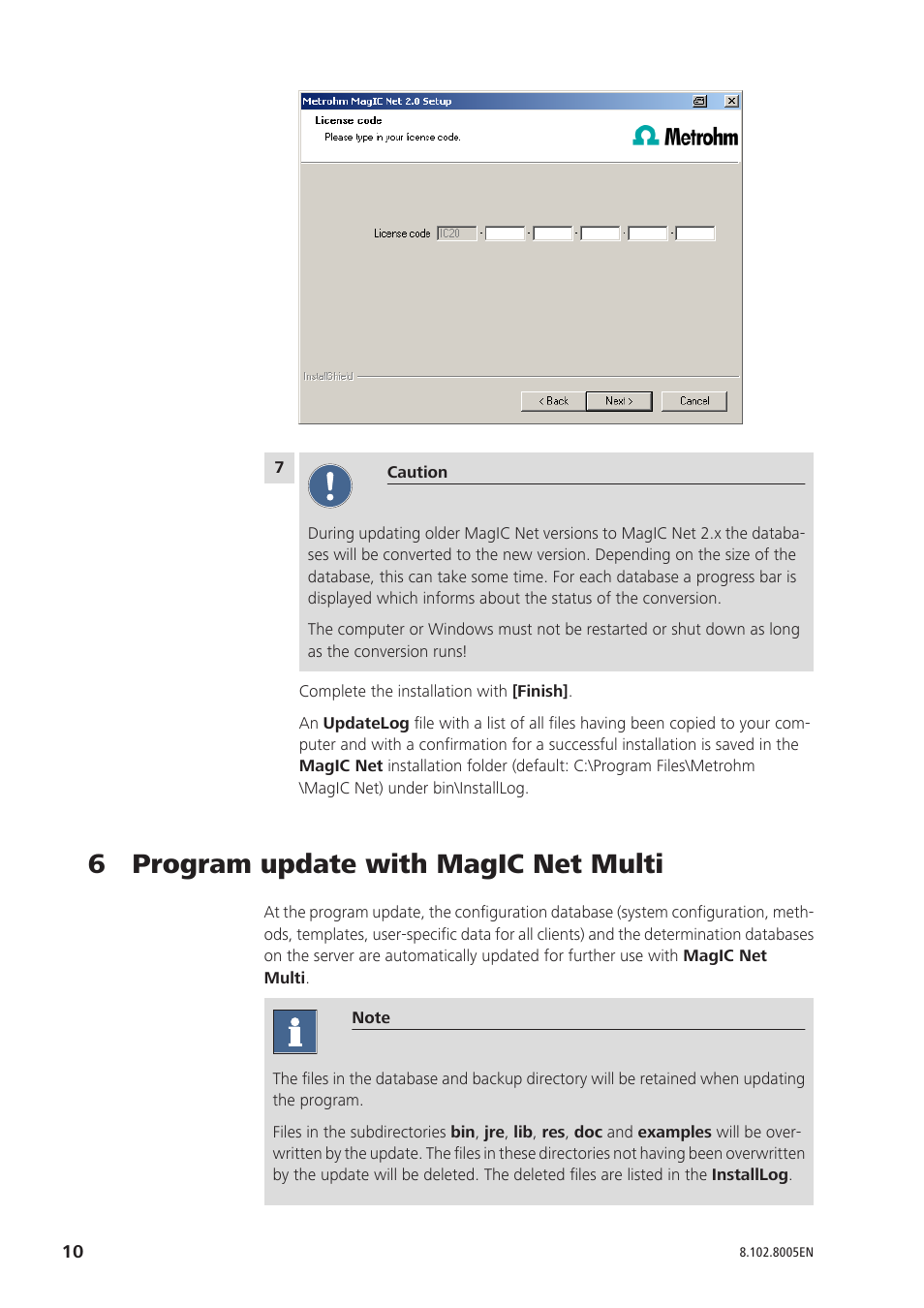 6 program update with magic net multi | Metrohm MagIC Net 2.0 User Manual | Page 10 / 13