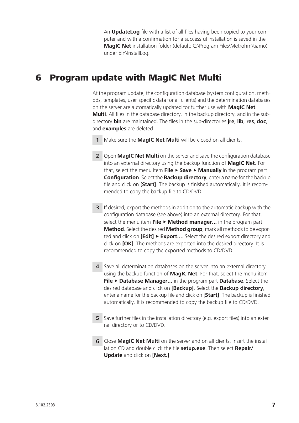 6 program update with magic net multi | Metrohm MagIC Net 1.0 User Manual | Page 7 / 8