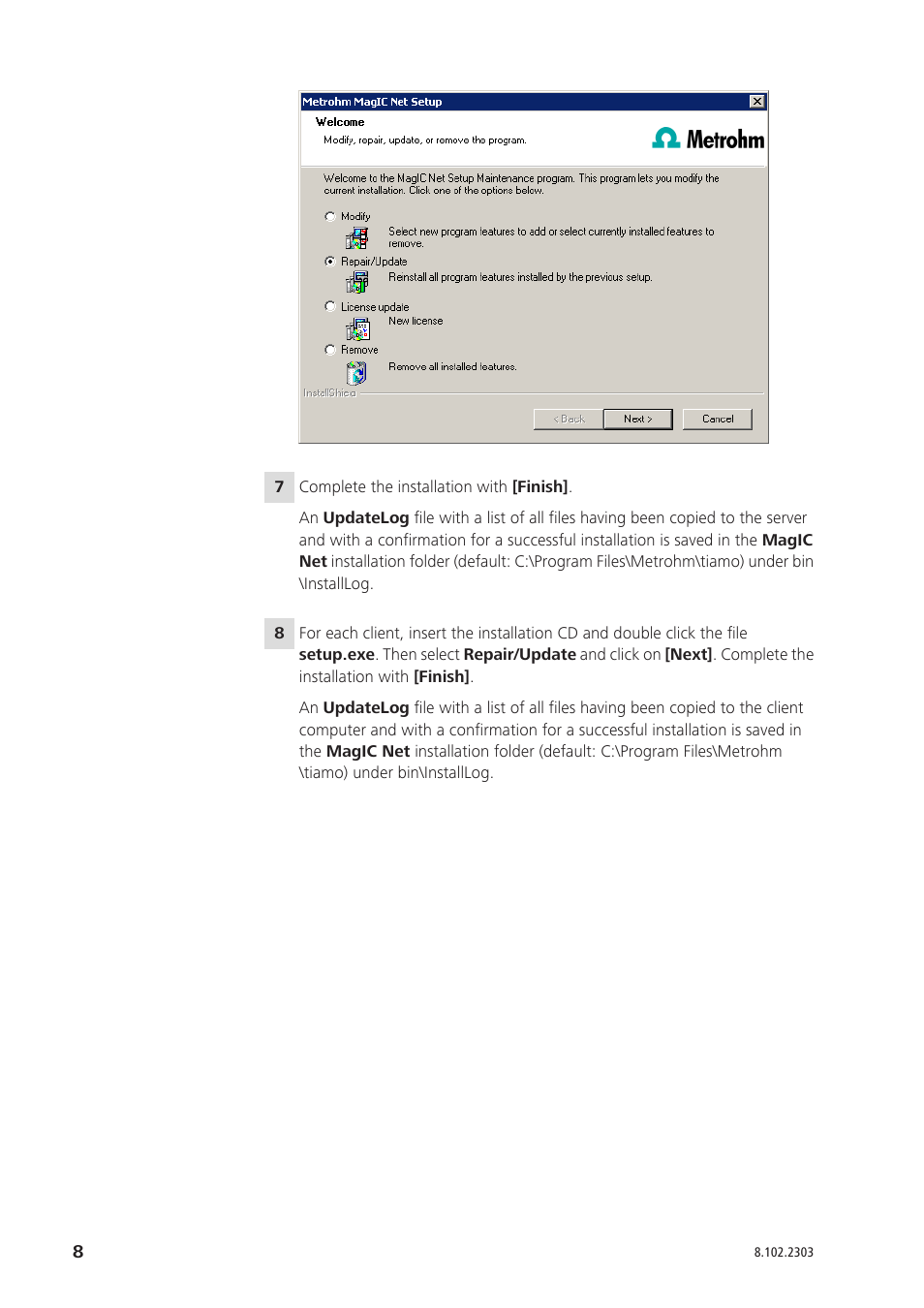 Metrohm MagIC Net 1.0 User Manual | Page 8 / 8