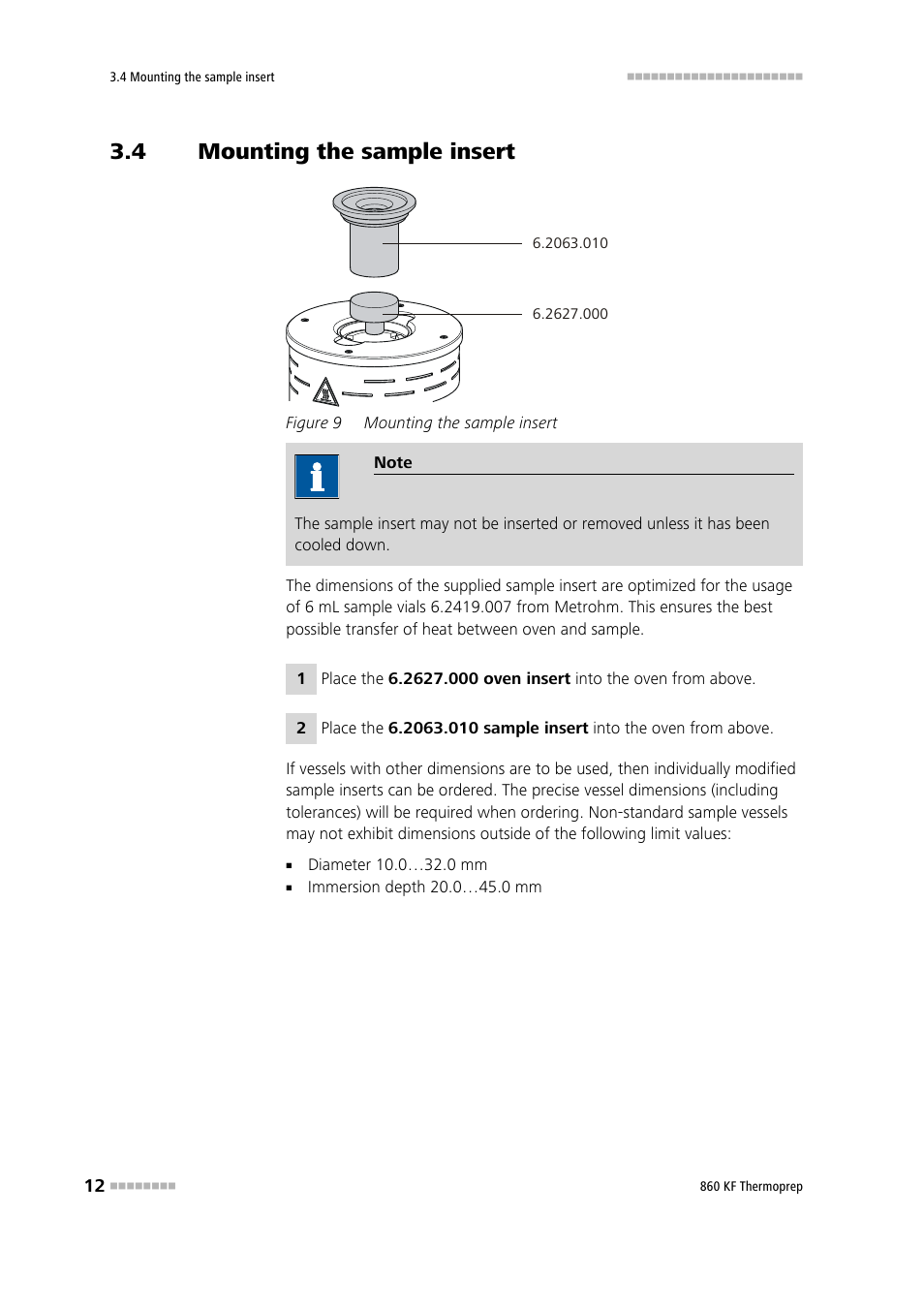 4 mounting the sample insert, Mounting the sample insert, Figure 9 | Metrohm 860 KF Thermoprep User Manual | Page 20 / 64