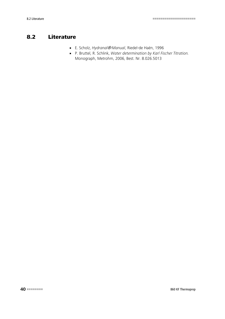 2 literature, Literature | Metrohm 860 KF Thermoprep User Manual | Page 48 / 64