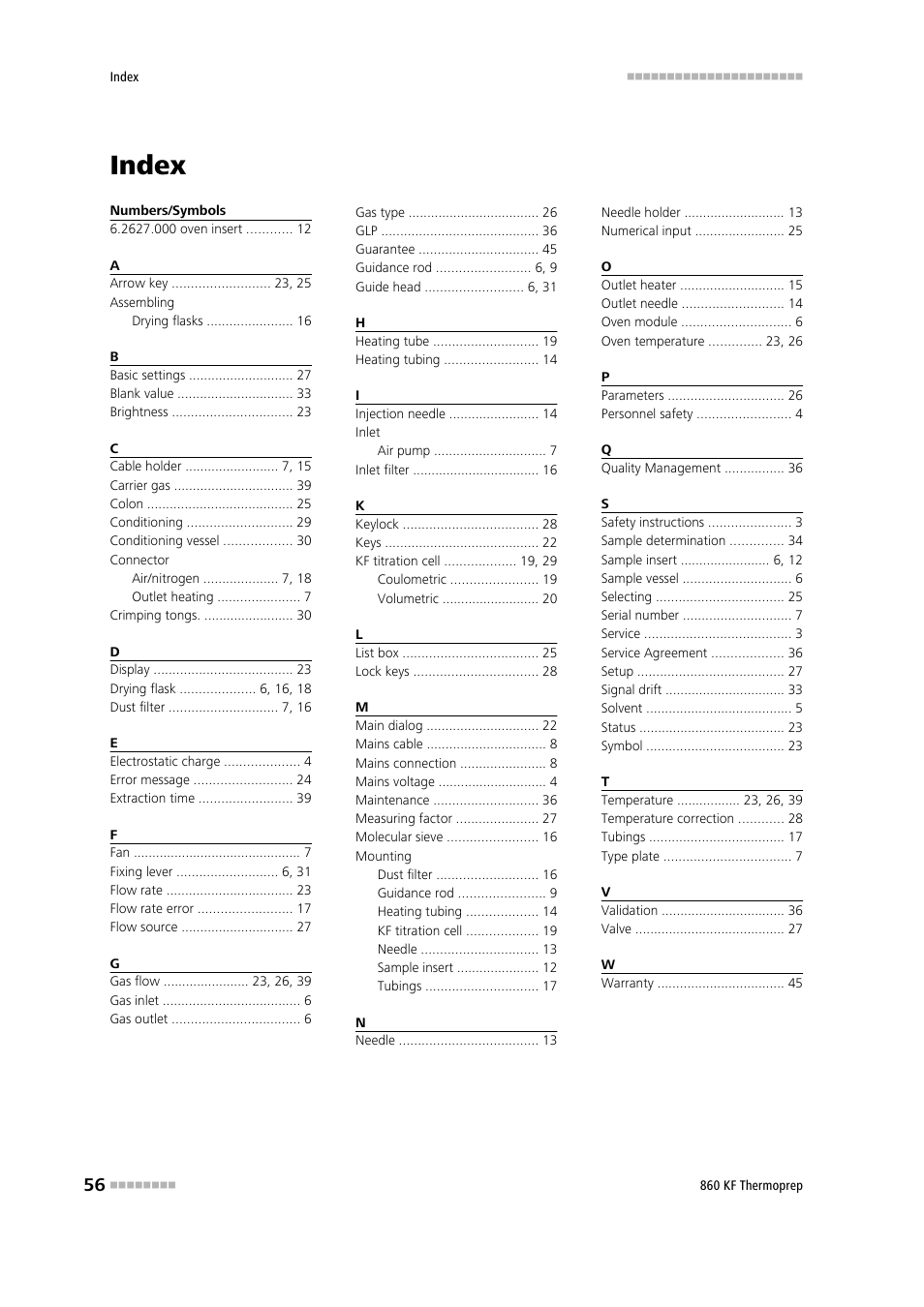 Index | Metrohm 860 KF Thermoprep User Manual | Page 64 / 64