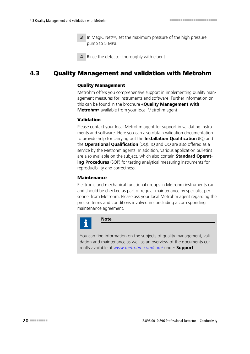 3 quality management and validation with metrohm, Quality management and validation with metrohm | Metrohm 896 Professional Detector – Conductivity User Manual | Page 28 / 40
