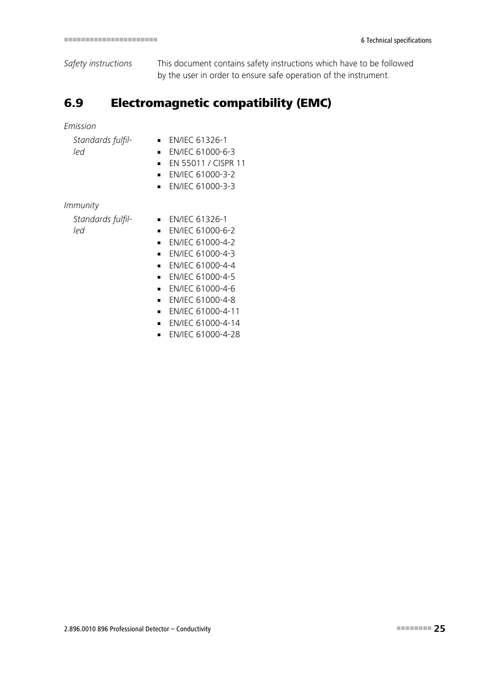 9 electromagnetic compatibility (emc), Electromagnetic compatibility (emc) | Metrohm 896 Professional Detector – Conductivity User Manual | Page 33 / 40