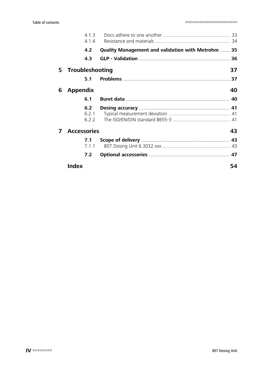 Metrohm 807 Dosing Unit User Manual | Page 6 / 63