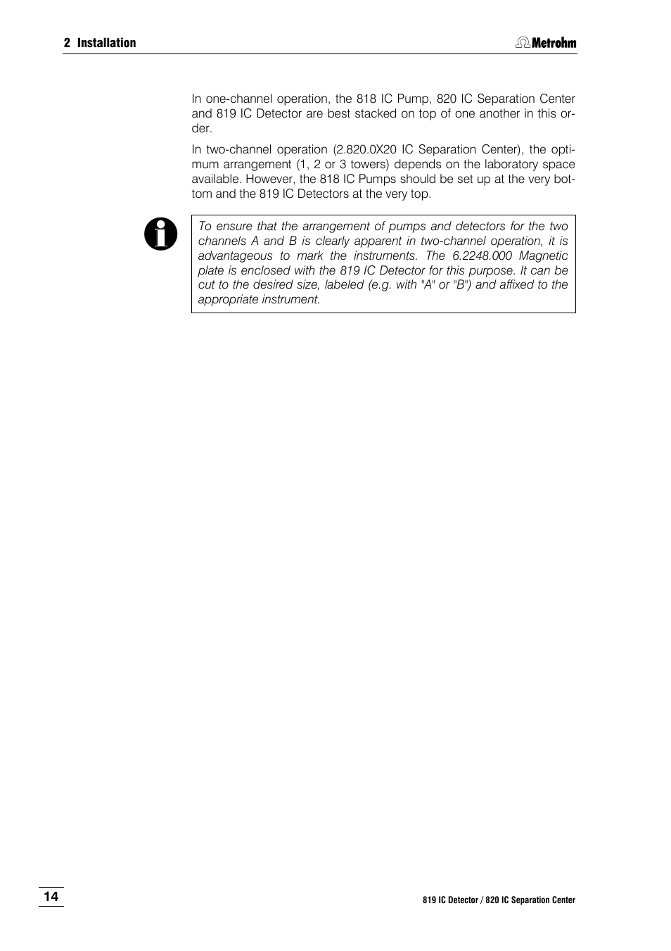 Metrohm 820 IC Separation Center User Manual | Page 22 / 123