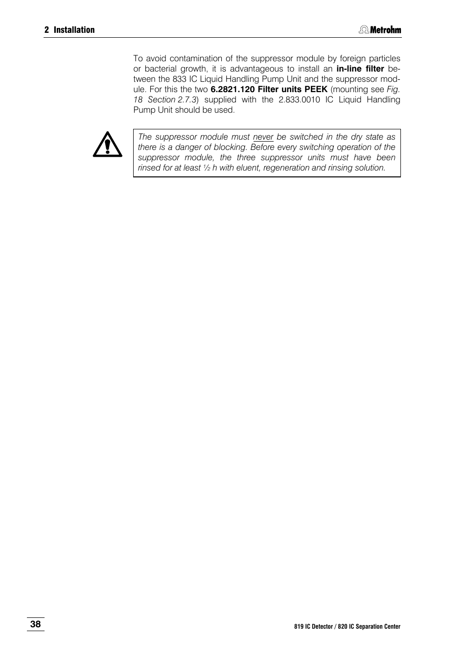 Metrohm 820 IC Separation Center User Manual | Page 46 / 123