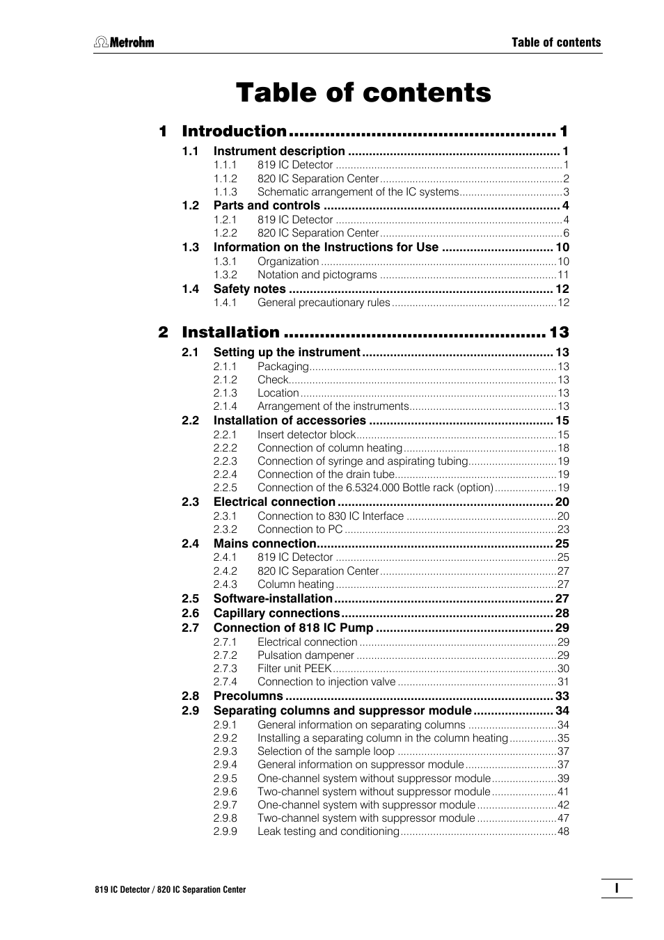 Metrohm 820 IC Separation Center User Manual | Page 5 / 123