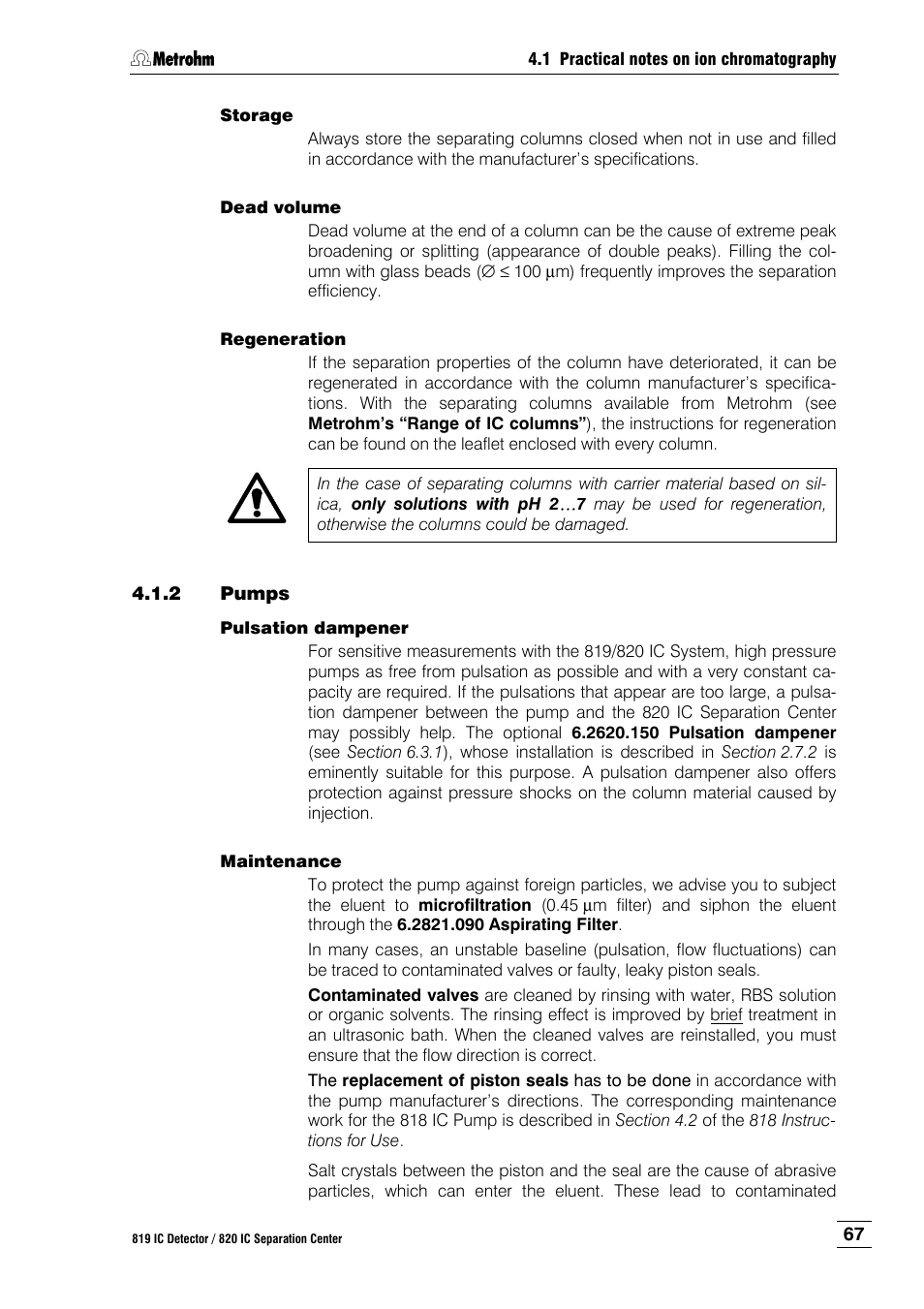 2 pumps, Pumps | Metrohm 820 IC Separation Center User Manual | Page 75 / 123