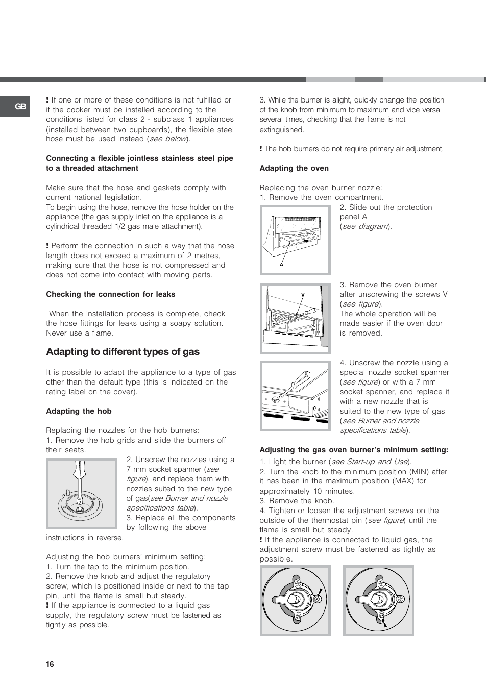 Adapting to different types of gas | Hotpoint Ariston C 34S G1 R/HA User Manual | Page 16 / 56