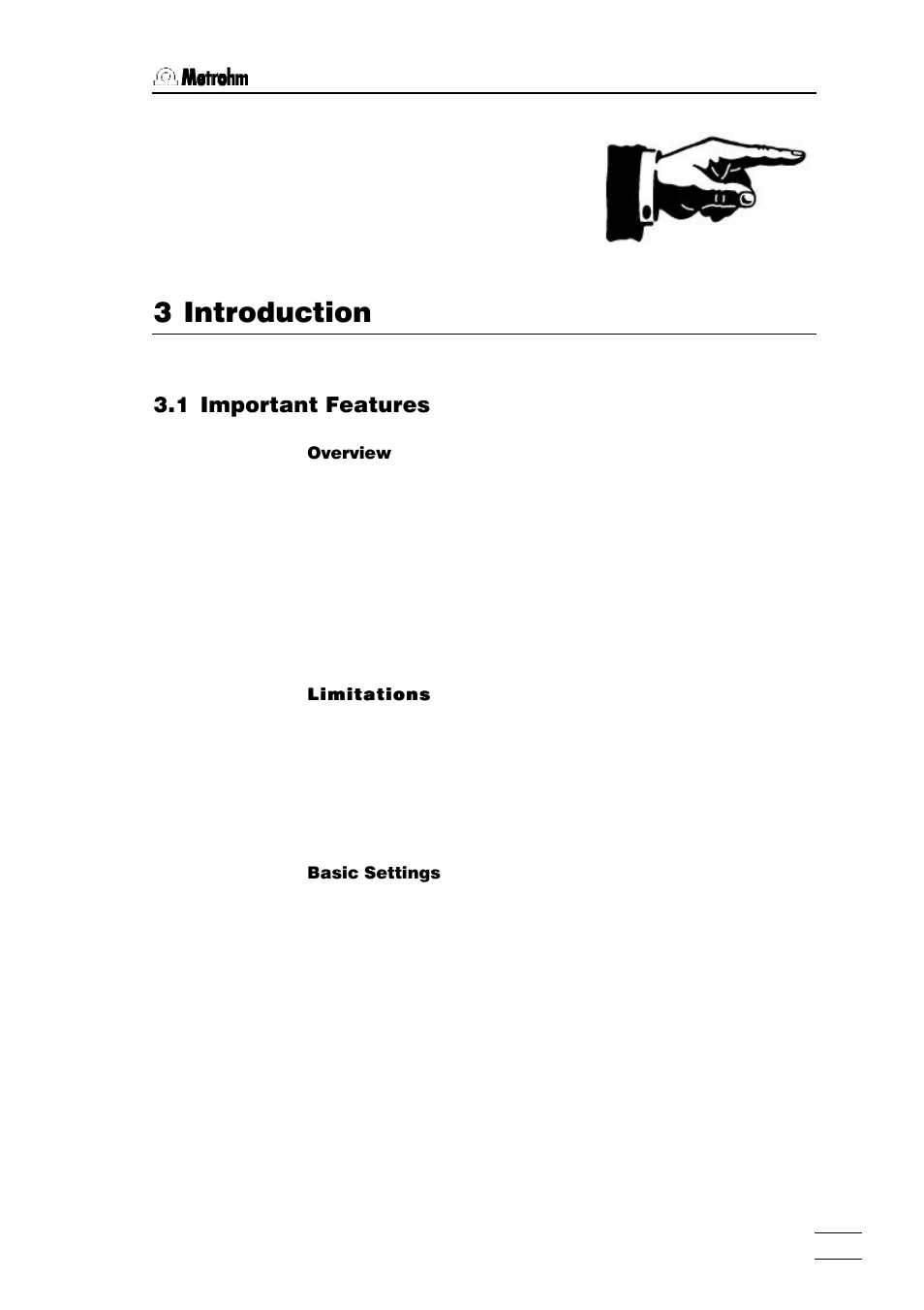 Ntroduction, 1 important features, 2 key functions | 3 memory initialization, 4 configuration procedure, 4 the methods, 3 introduction | Metrohm 760 Sample Changer User Manual | Page 18 / 40