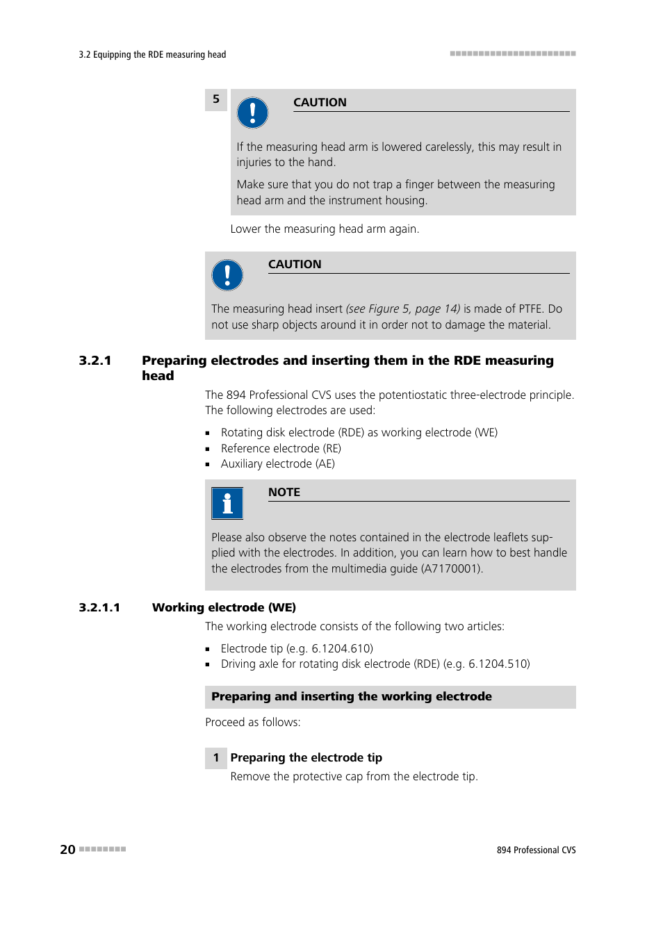 1 working electrode (we) | Metrohm 894 Professional CVS User Manual | Page 30 / 107