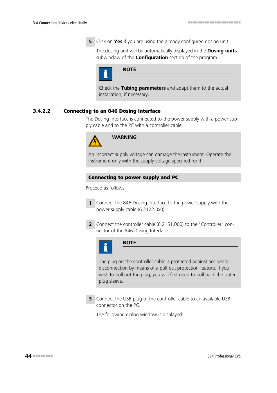 2 connecting to an 846 dosing interface | Metrohm 894 Professional CVS User Manual | Page 54 / 107