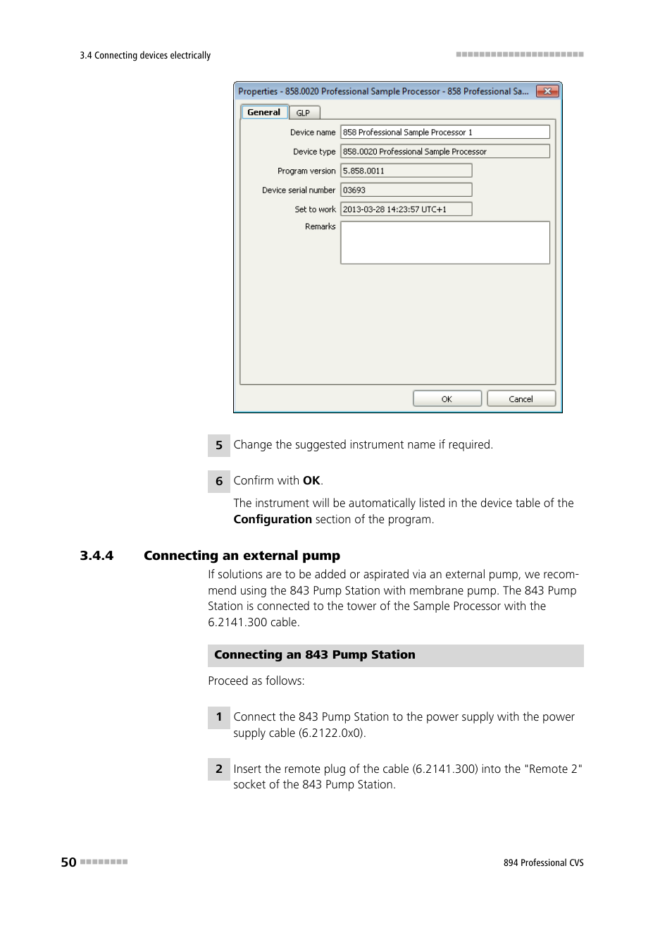 4 connecting an external pump, Connecting an external pump | Metrohm 894 Professional CVS User Manual | Page 60 / 107