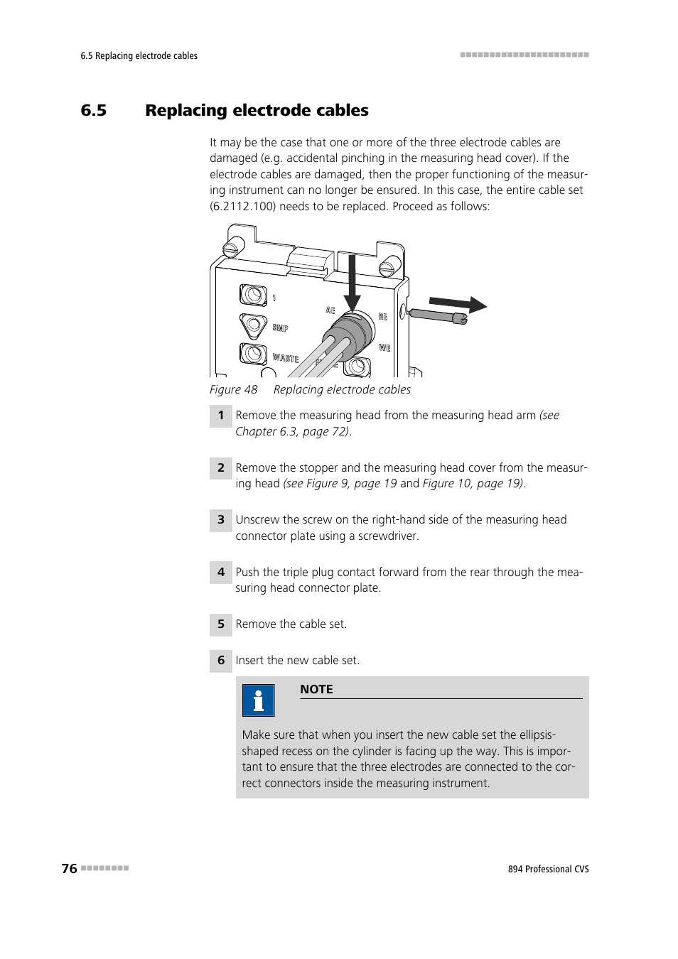 5 replacing electrode cables, Replacing electrode cables, Figure 48 | Metrohm 894 Professional CVS User Manual | Page 86 / 107