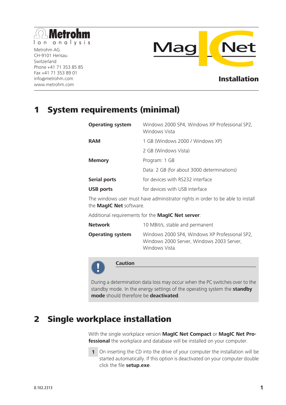 Metrohm MagIC Net 1.1 User Manual | 9 pages