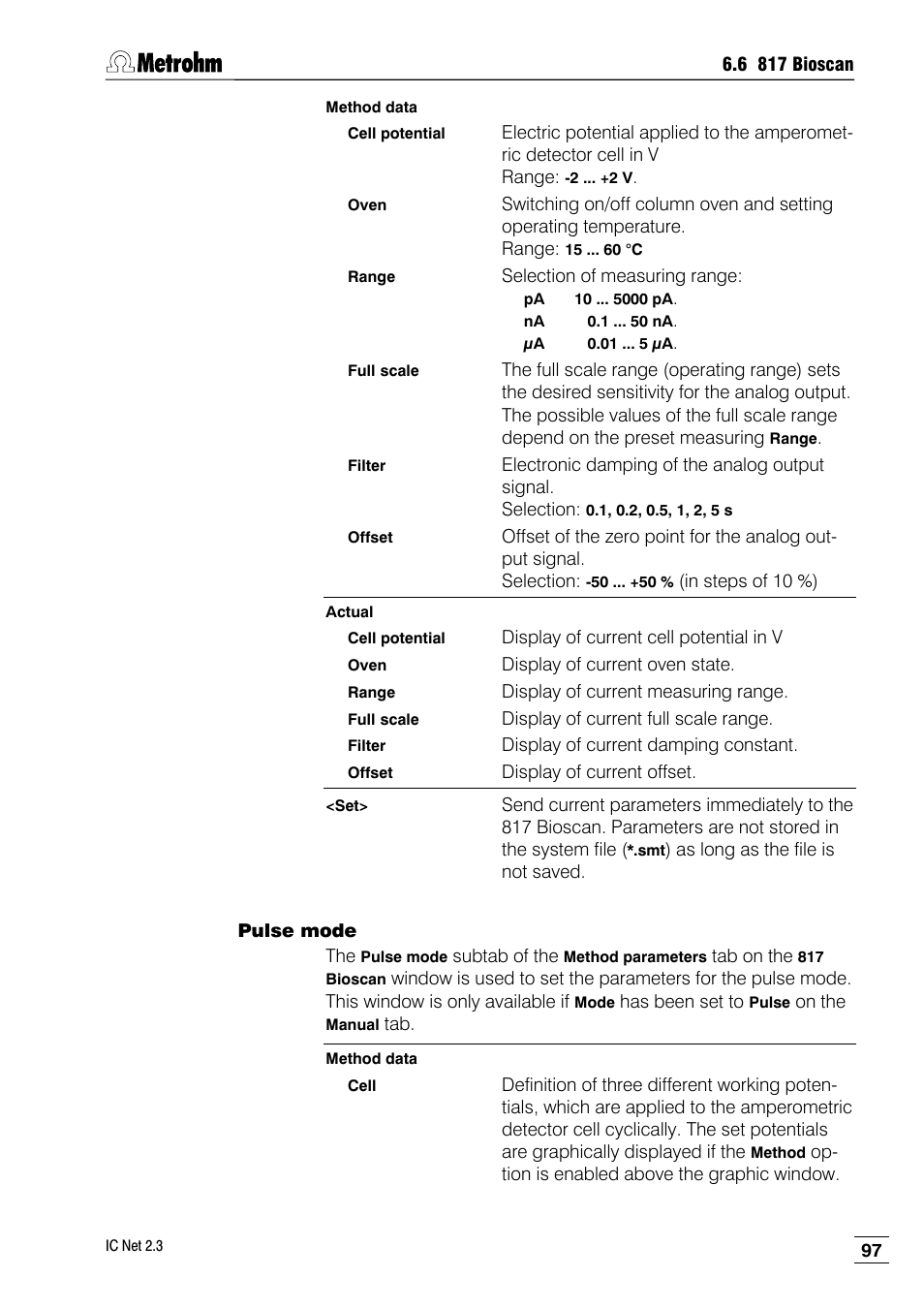 Pulse mode | Metrohm IC Net 2.3 User Manual | Page 107 / 389