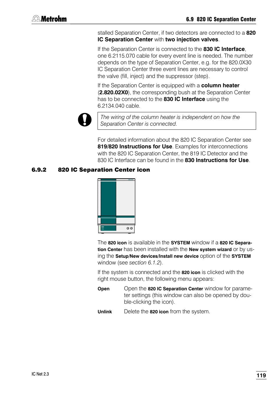 2 820 ic separation center icon | Metrohm IC Net 2.3 User Manual | Page 129 / 389