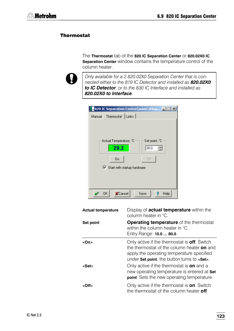 Thermostat | Metrohm IC Net 2.3 User Manual | Page 133 / 389