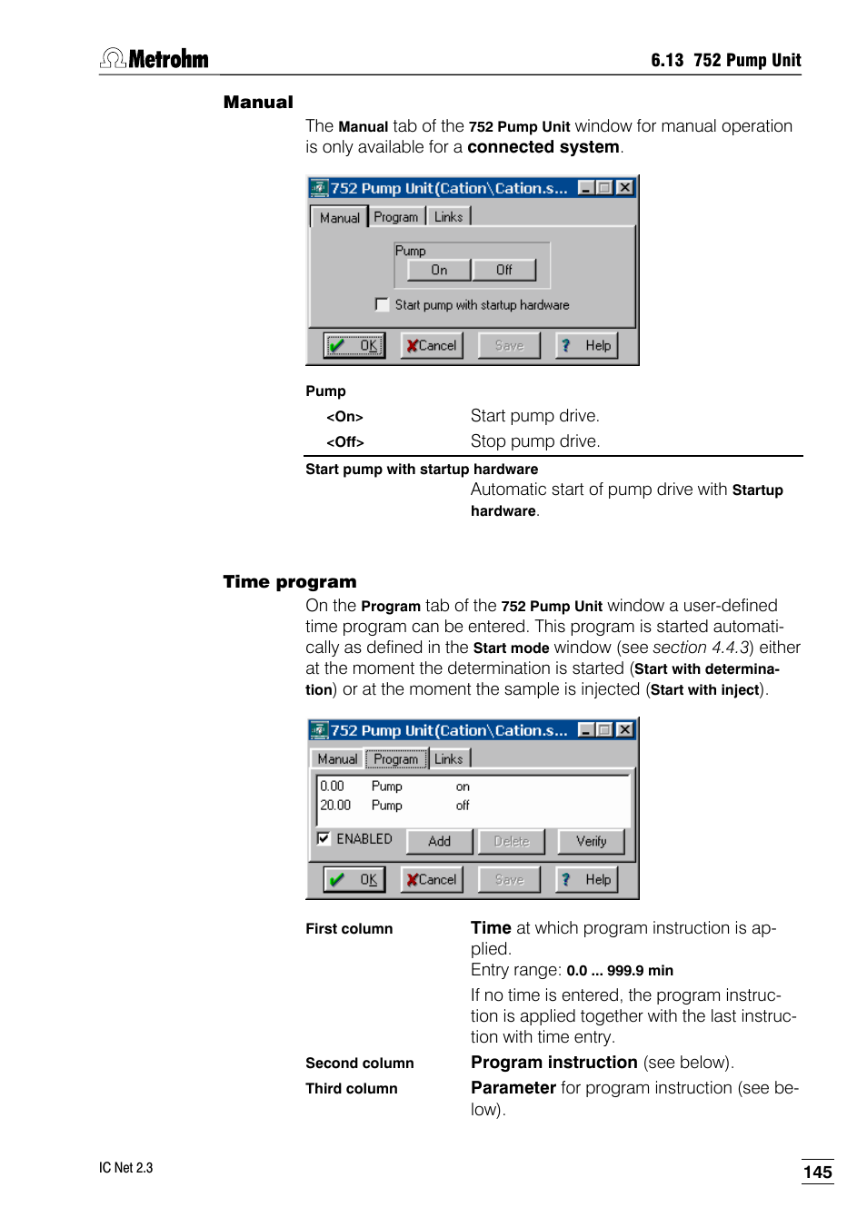 Manual, Time program | Metrohm IC Net 2.3 User Manual | Page 155 / 389