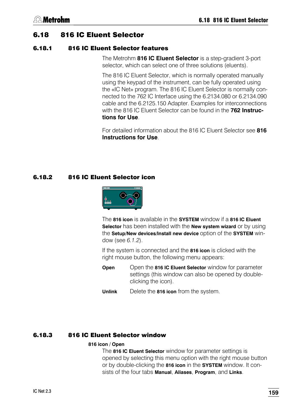 18 816 ic eluent selector, 1 816 ic eluent selector features, 2 816 ic eluent selector icon | 3 816 ic eluent selector window | Metrohm IC Net 2.3 User Manual | Page 169 / 389