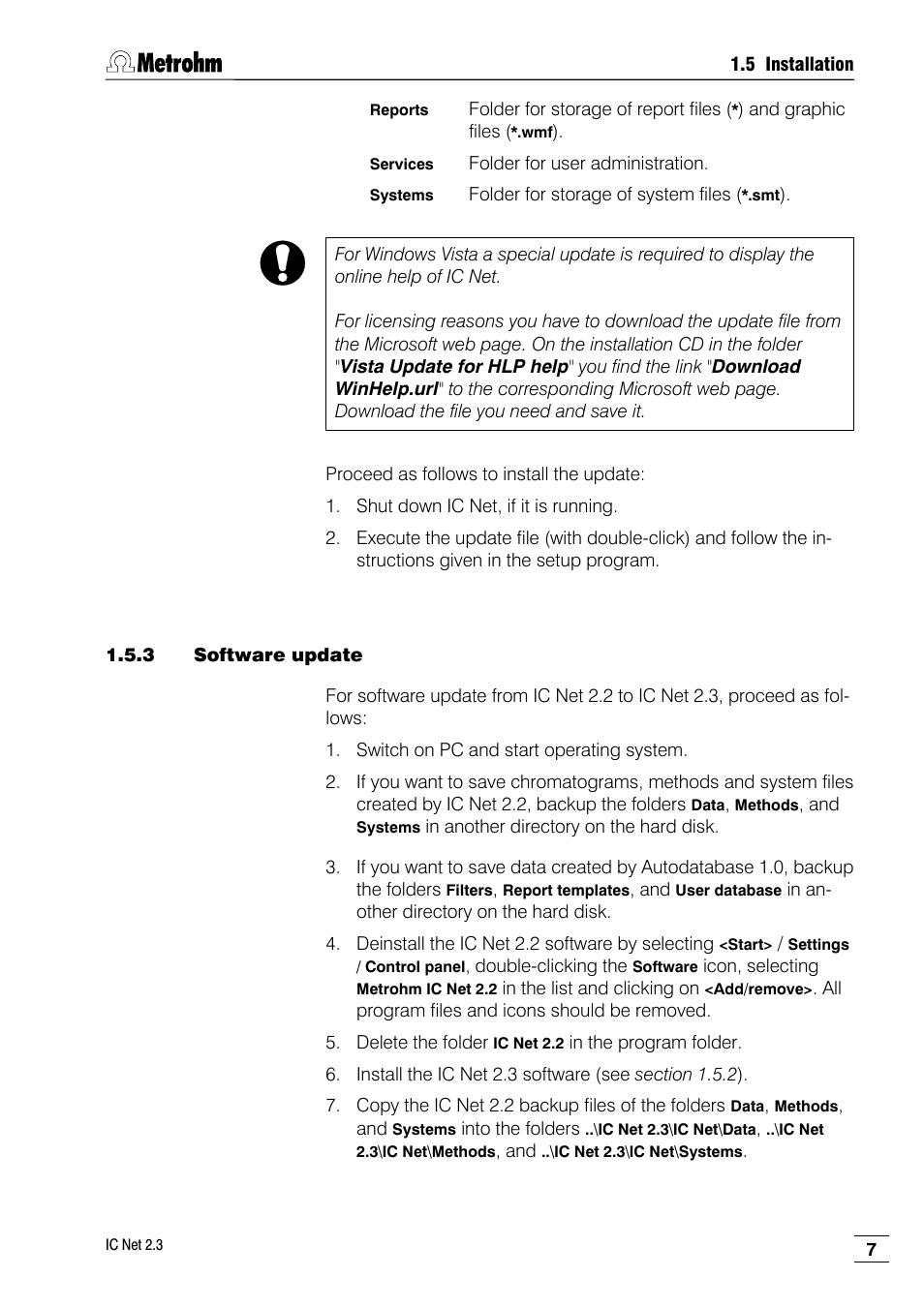 3 software update | Metrohm IC Net 2.3 User Manual | Page 17 / 389