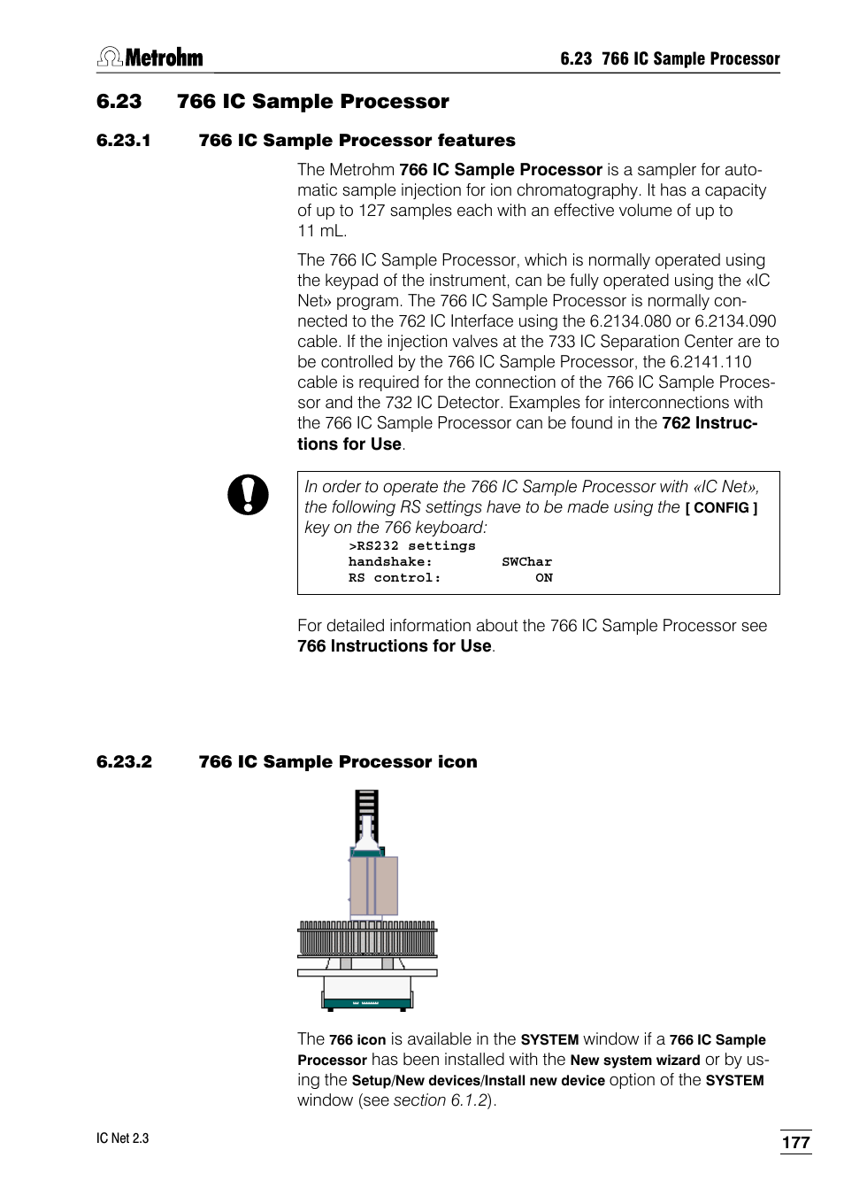 23 766 ic sample processor, 1 766 ic sample processor features, 2 766 ic sample processor icon | Metrohm IC Net 2.3 User Manual | Page 187 / 389