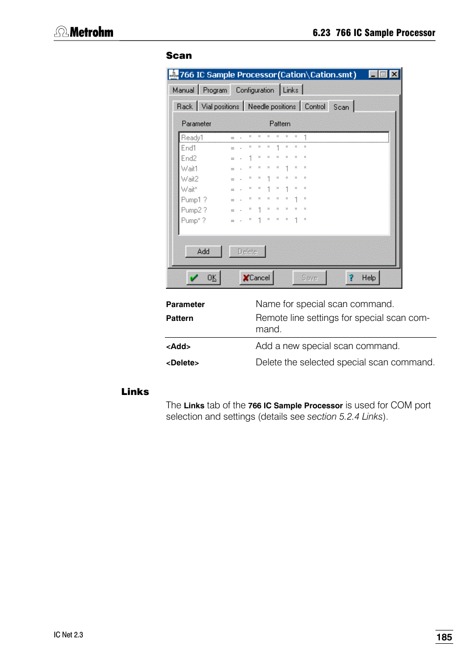 Scan, Links | Metrohm IC Net 2.3 User Manual | Page 195 / 389
