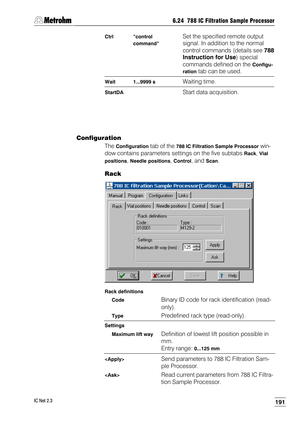 Configuration, Rack | Metrohm IC Net 2.3 User Manual | Page 201 / 389