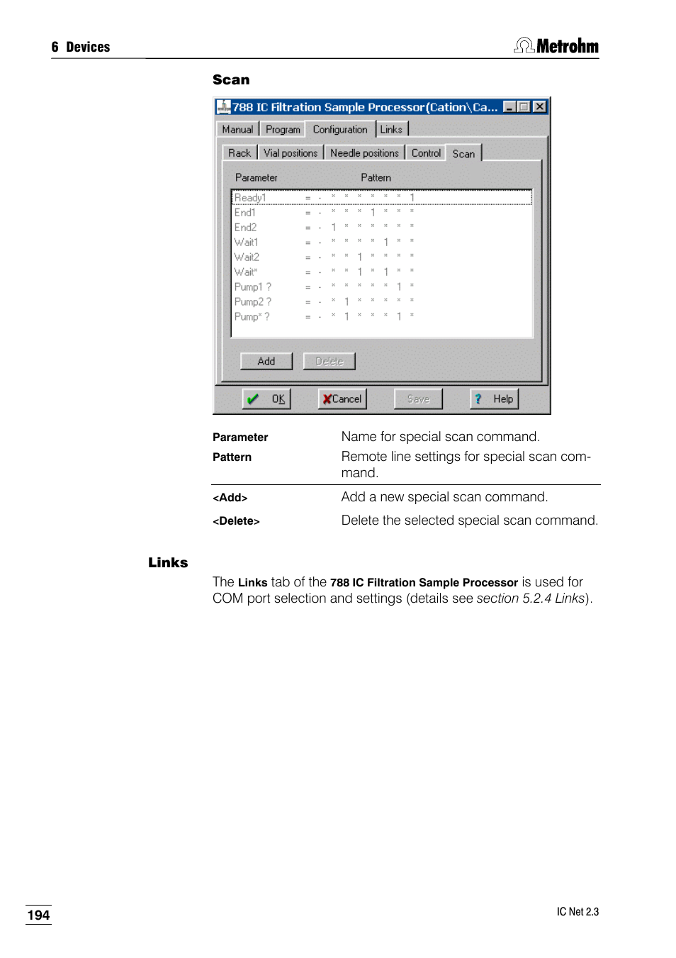 Scan, Links | Metrohm IC Net 2.3 User Manual | Page 204 / 389