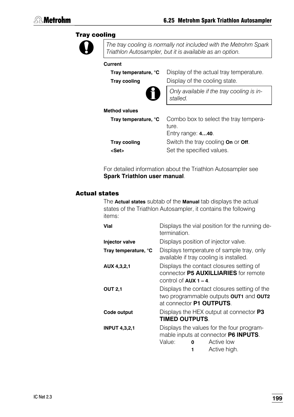 Tray cooling, Actual states | Metrohm IC Net 2.3 User Manual | Page 209 / 389