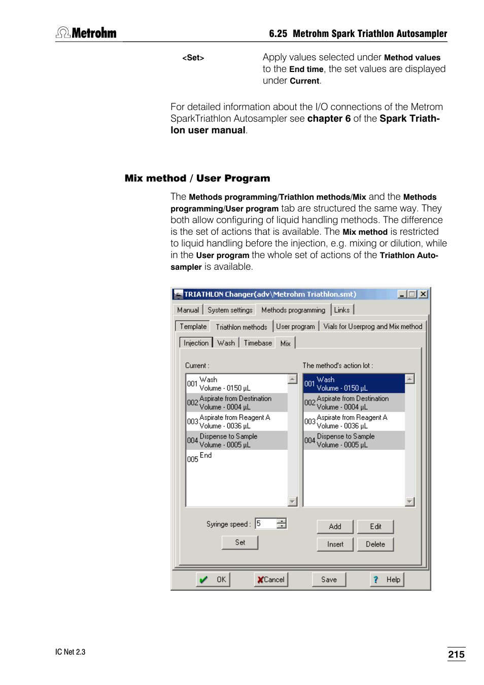 Mix method / user program | Metrohm IC Net 2.3 User Manual | Page 225 / 389