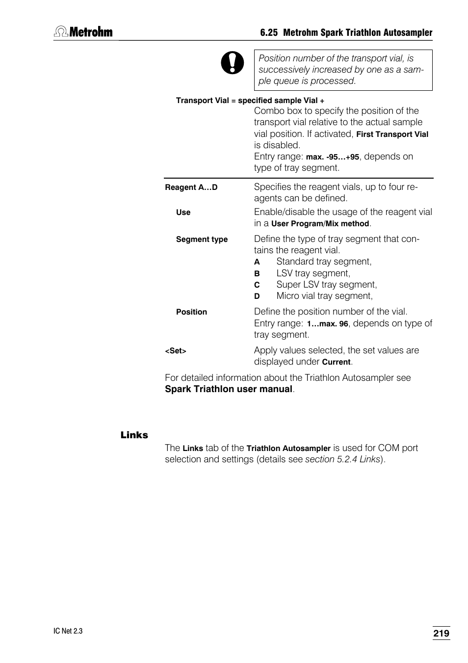 Links | Metrohm IC Net 2.3 User Manual | Page 229 / 389