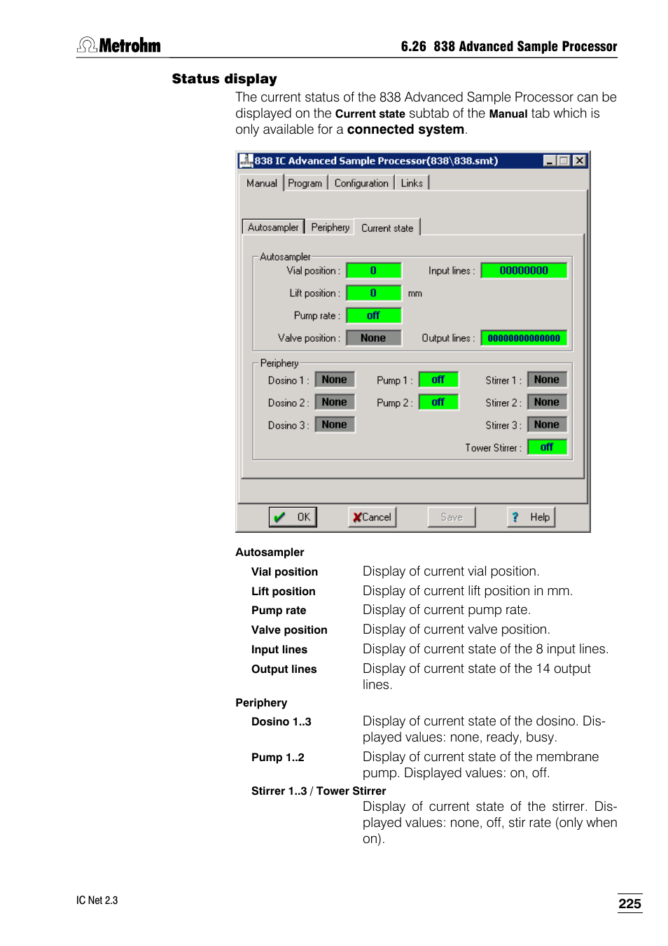 Status display | Metrohm IC Net 2.3 User Manual | Page 235 / 389