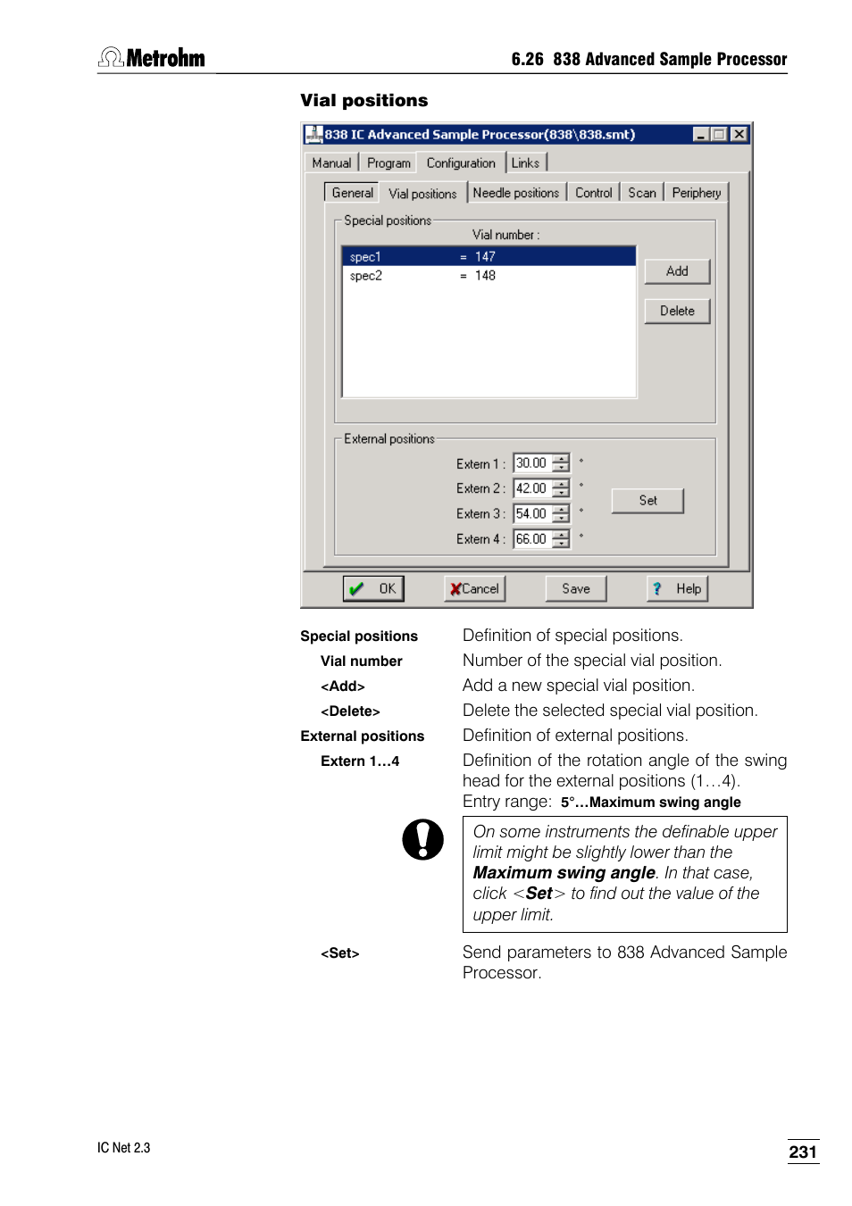 Vial positions | Metrohm IC Net 2.3 User Manual | Page 241 / 389