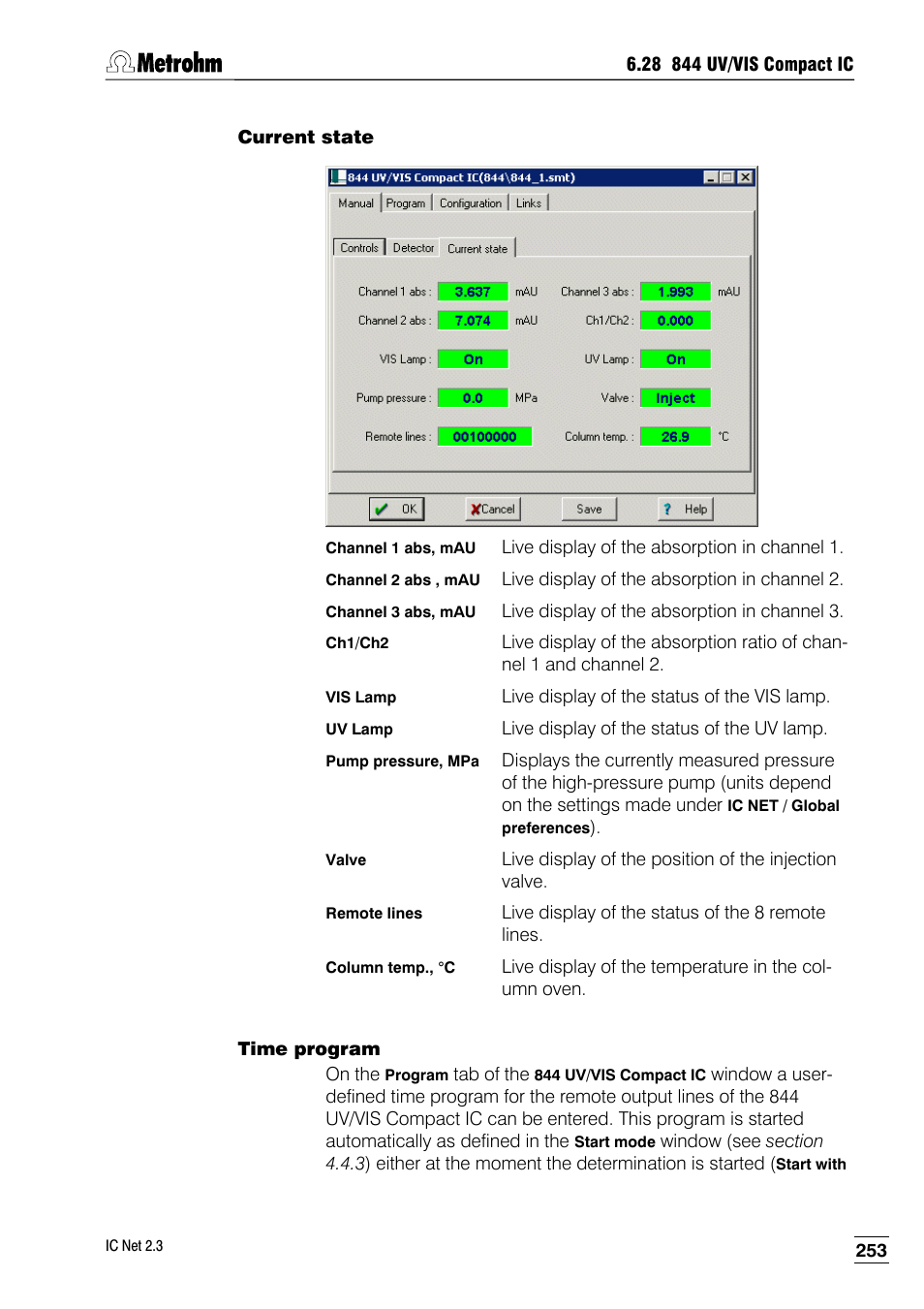 Current state, Time program | Metrohm IC Net 2.3 User Manual | Page 263 / 389