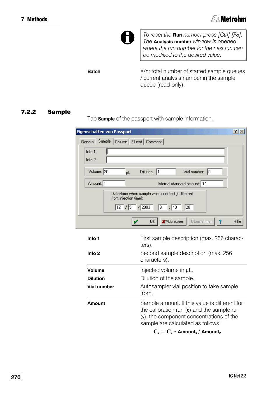 2 sample | Metrohm IC Net 2.3 User Manual | Page 280 / 389