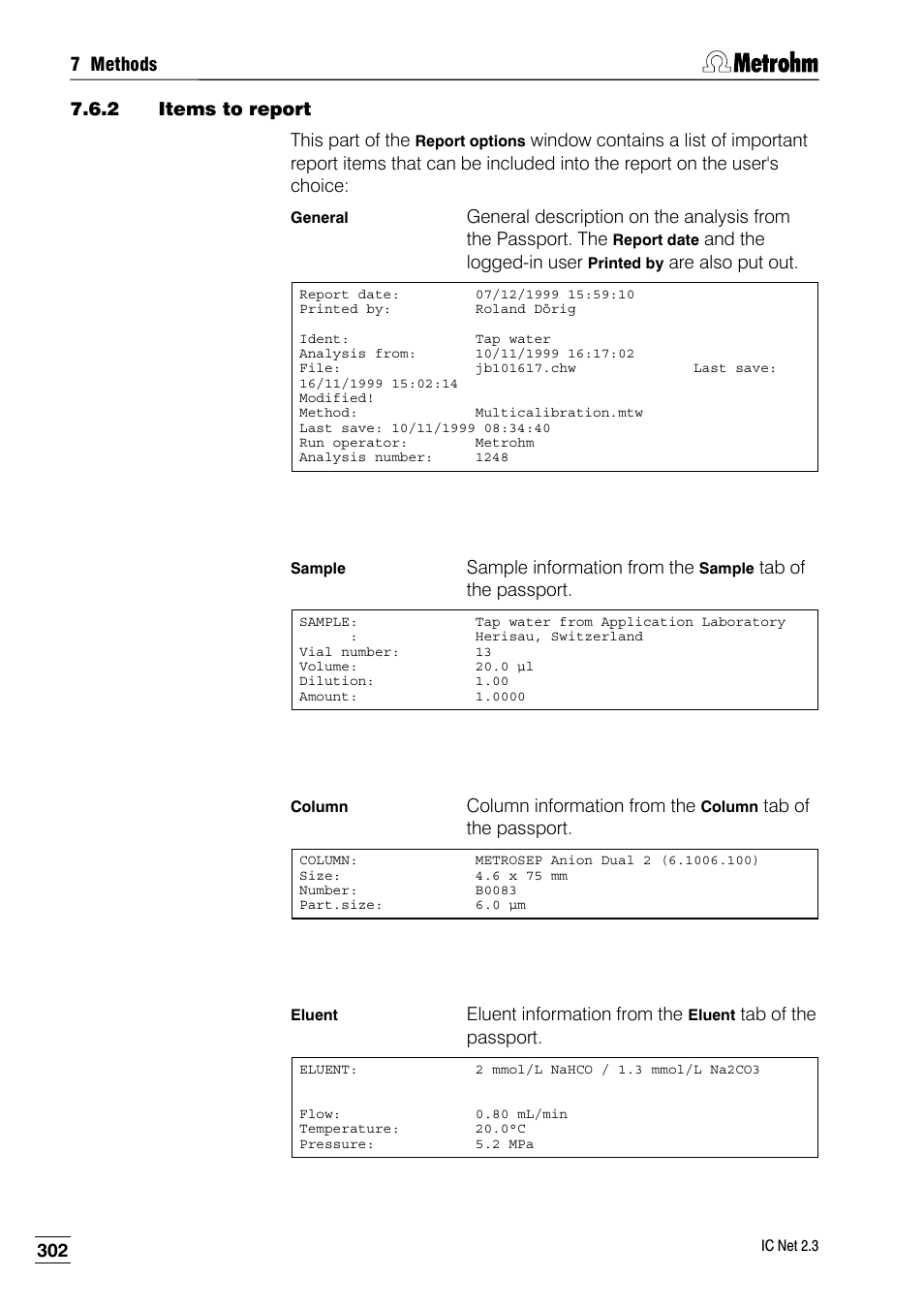2 items to report | Metrohm IC Net 2.3 User Manual | Page 312 / 389