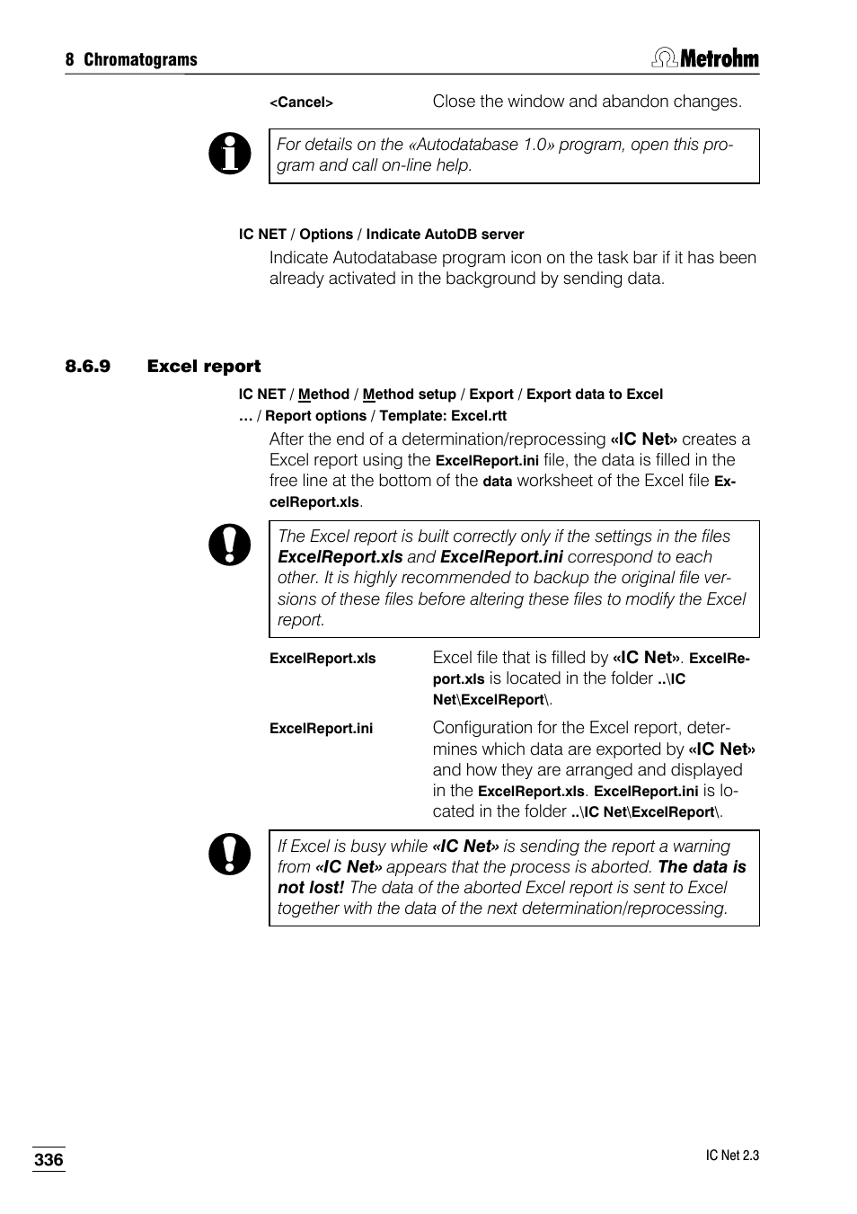 9 excel report | Metrohm IC Net 2.3 User Manual | Page 346 / 389