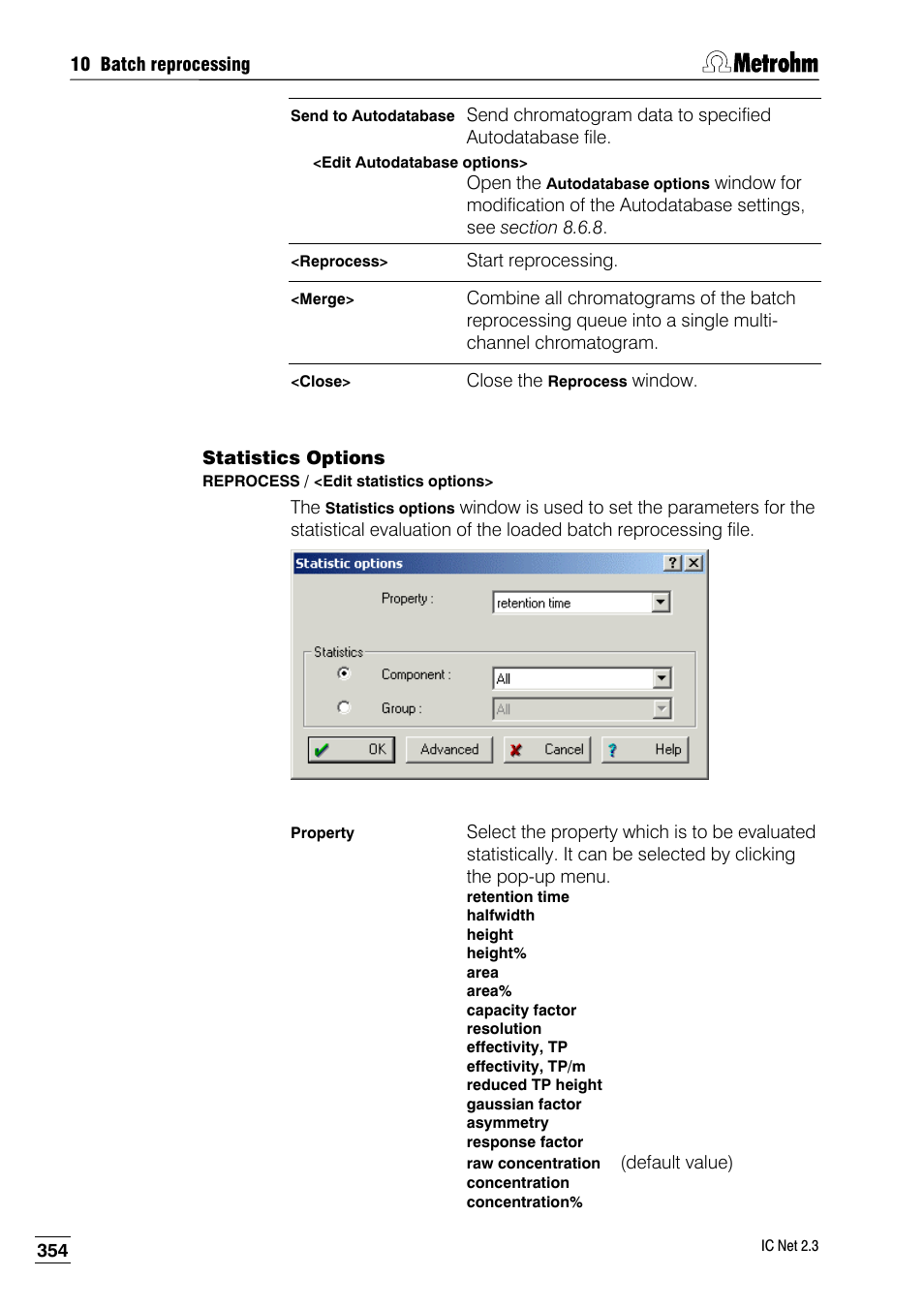 Statistics options | Metrohm IC Net 2.3 User Manual | Page 364 / 389