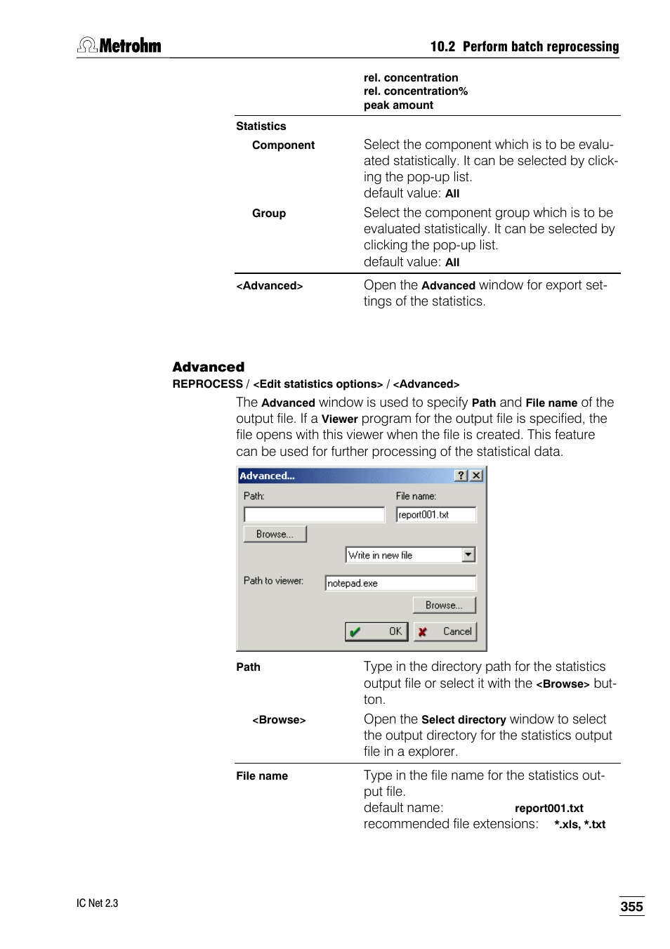 Advanced | Metrohm IC Net 2.3 User Manual | Page 365 / 389